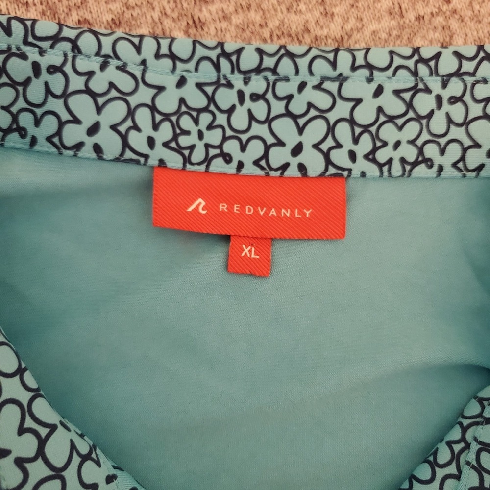 (New) Redvanly Men's XL Floral Blue Golf Performance Polo Shirt $110 NWT - Picture 2 of 8